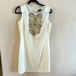 Ellen Tracy White Sequin Embellished Mini Dress size 6